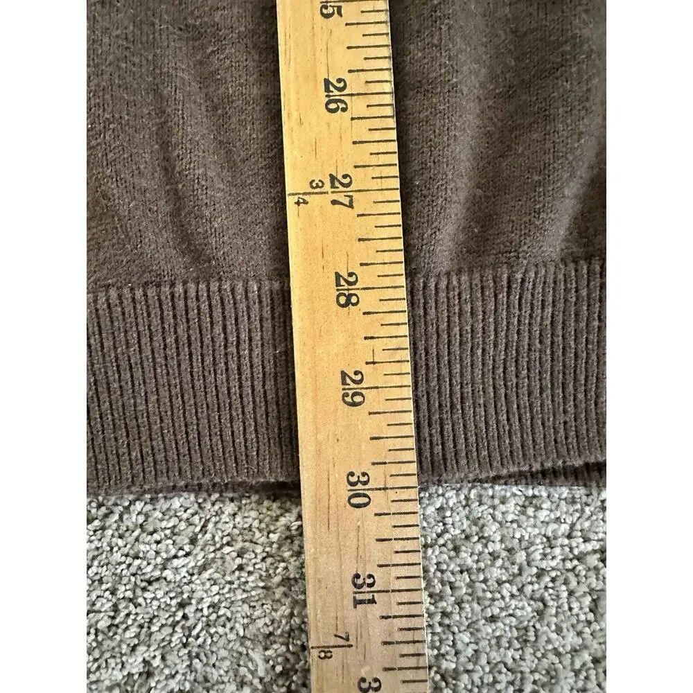 Mens Eddie Bauer Quarter Zip Cotton & Cashmere Sweater Brown Pullover XL TALL - Picture 6 of 11